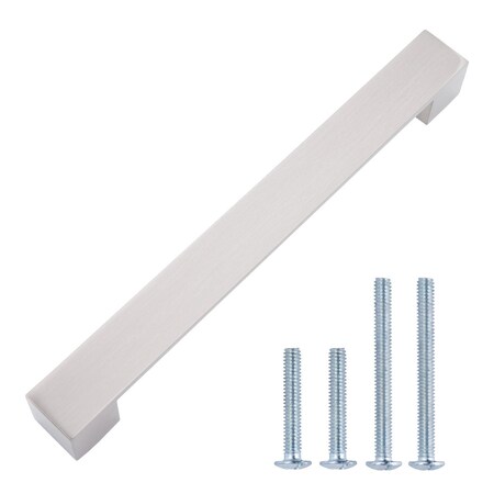 South Main Hardware Short Modern Cabinet Handle, 8.94" Length (7.56" Hole Center), Satin Nickel, 10PK SH205-SN-10